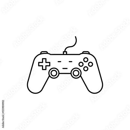 Black line icon of a game controller representing gaming and interactive entertainment