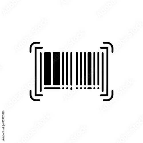 Black line icon of a barcode representing product scanning and identification