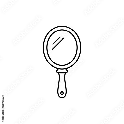 Black line icon of a mirror with sparkle representing personal care and grooming