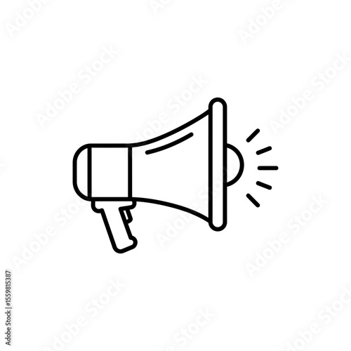 Black line icon of a megaphone representing marketing and promotion