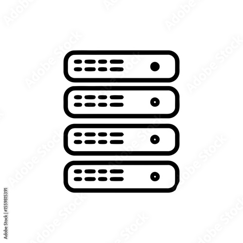 Black line icon of a server representing web hosting and data storage