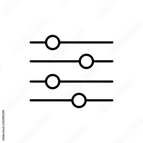 Black line icon of a slider control representing preferences and customization
