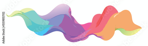 Vector art of a vibrant rainbow wave flows smoothly across the image isolated on white background.