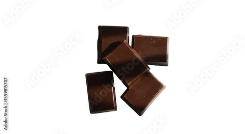 Pile of Chocolate Pieces Isolated on White Background
