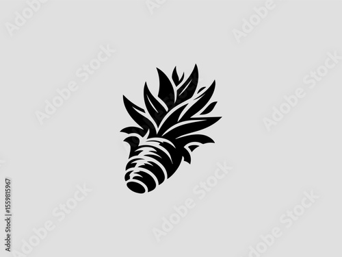Vintage engraved turmeric root vector logo for spice companies or tea merchants