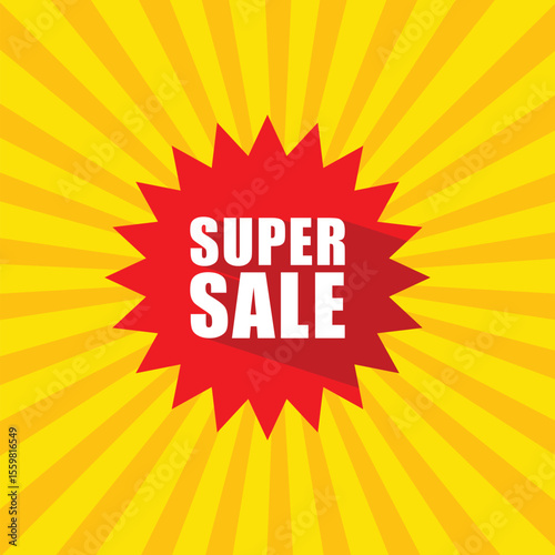 Super sale modern banner yellow background. super promo concept. colorful design. vector illustration