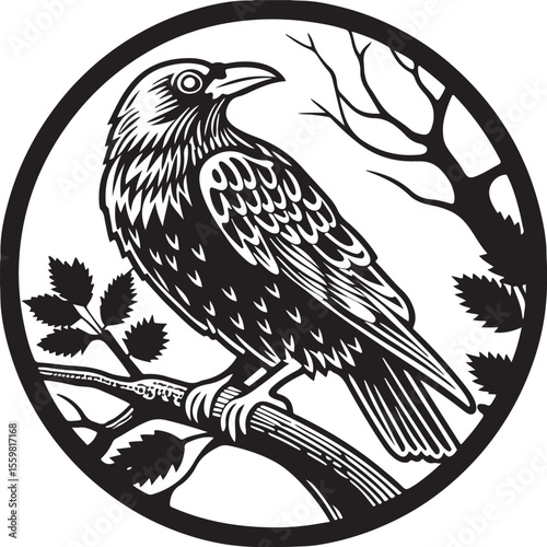 Vector Drawing of a Sparrow with Nature Elements