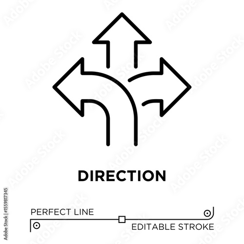 The line icon vector illustrates direction. The line icon is isolated on a transparent background and can be edited as needed