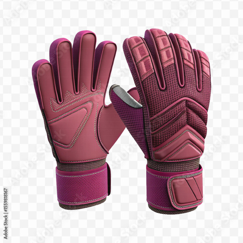 realistic 3d t goalkeeper gloves front and back view  in different color style isolated on transparent background	