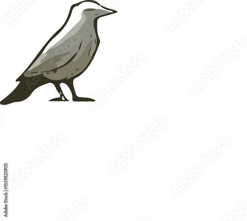 "Shadow Sentinel – A Minimalist Black Crow Illustration"