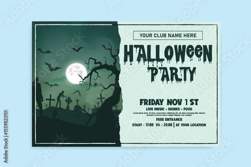 Halloween spooky party invitation card design