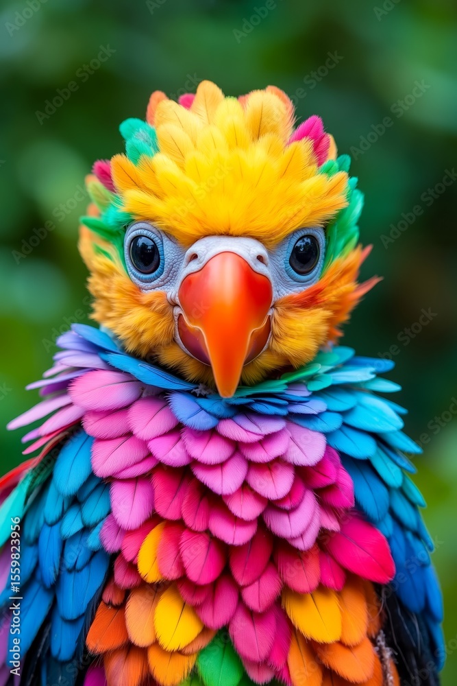 Obraz premium A colorful parrot with bright feathers on its head