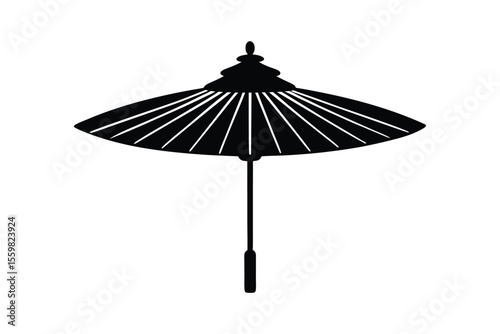 Silhouette art illustration of a traditional Korean parasol umbrella.eps