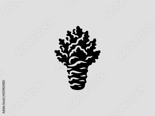 Minimalist wasabi root vector logo for authentic Japanese restaurants or sushi brands