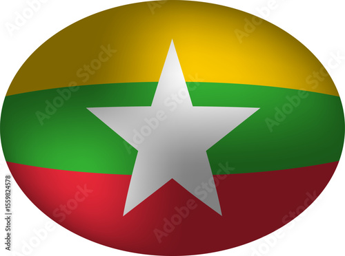 Myanmar Flag Egg-Shaped Vector - Sphere, Oval, & Egg Design