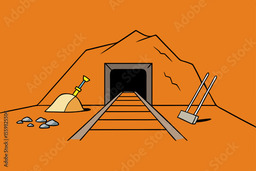 Deserted Gold Mine With Dusty Rocks And Webs