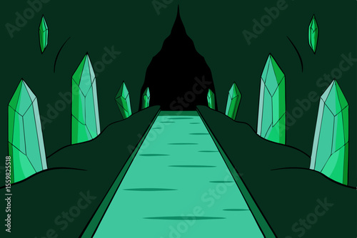 Glowing Subterranean River Beneath Crystal Formations