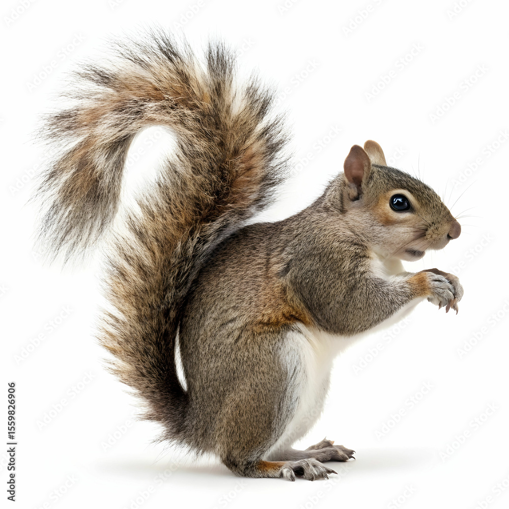 Obraz premium A playful cartoon squirrel with a fluffy tail, wide eyes, and a cheeky grin, bursting with energy and woodland charm.