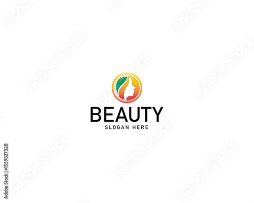 Vector Illustration of Monogram Beauty logo With Leaf