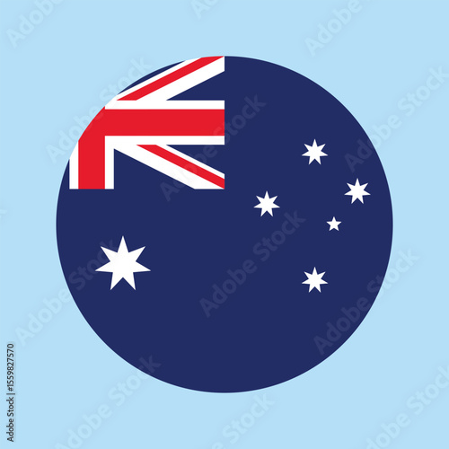 Australia  Circular national flag with a blue background 