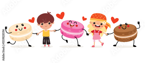 Macaroons Desserts With Different Flavors