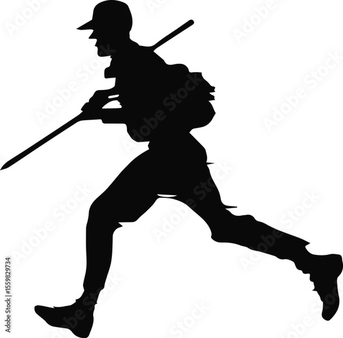 Black baseball player silhouette vector illustration.