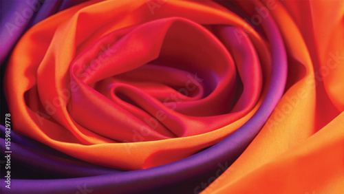Velvety red rose petals on a luxurious silk and satin background capture the essence of romantic beauty and nature's delicate texture