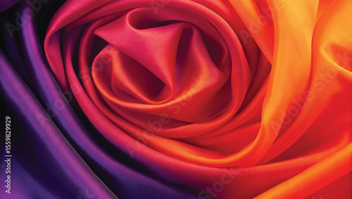 Velvety red rose petals on a luxurious silk and satin background capture the essence of romantic beauty and nature's delicate texture