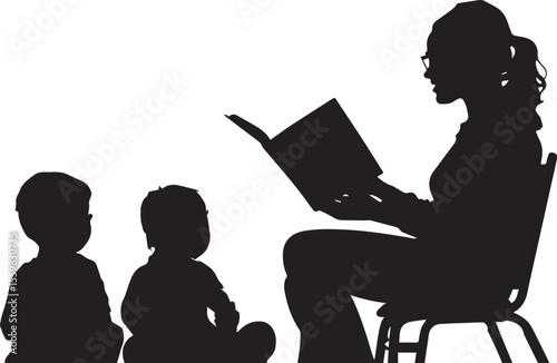 A silhouette of a business woman sitting at an office desk, working on her laptop.