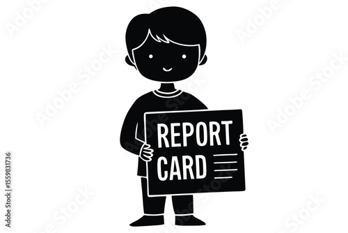 kid holding report card smooth vector icon