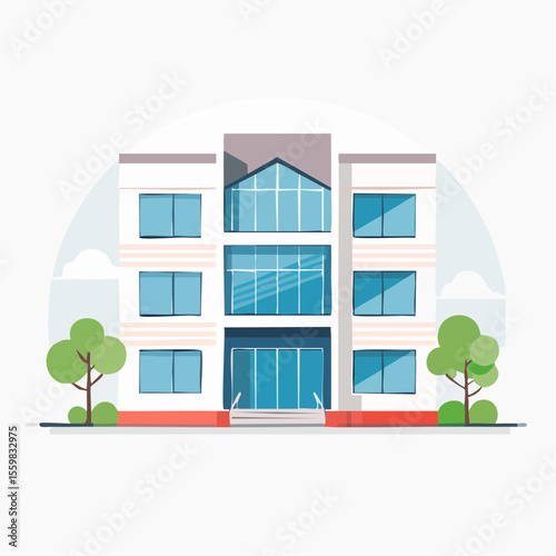 clean facade of a modern house with straight lines, large windows, and a neutral background