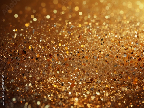 Warm Golden Glitter Texture with Radiant Glow and Soft Bokeh Highlights
