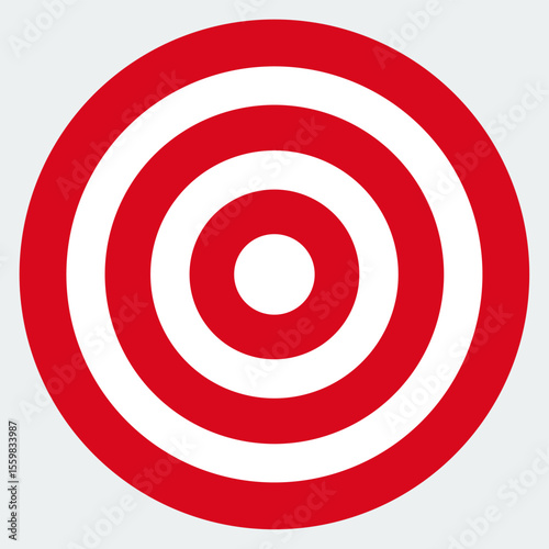 Target symbol isolated on grey. Red and white circles