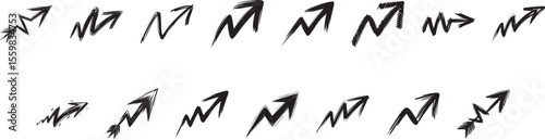 Zigzag hand drawn arrows collection sketch style vector