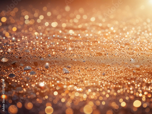 Warm Golden Glitter Texture with Radiant Glow and Soft Bokeh Highlights
