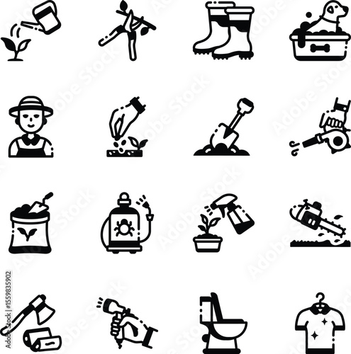  Pack of Household Chores Filled Style Icons 
