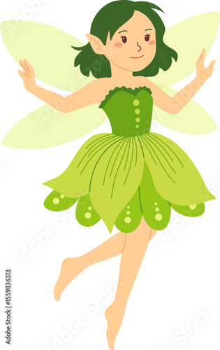 Green Fairy Girl Flying

