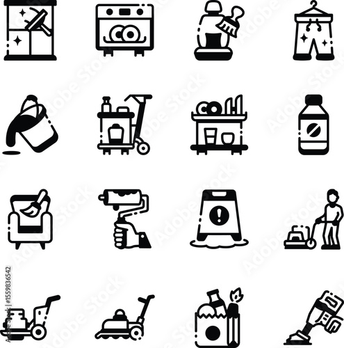 Pack of Tidying Glyph Style Icons 
