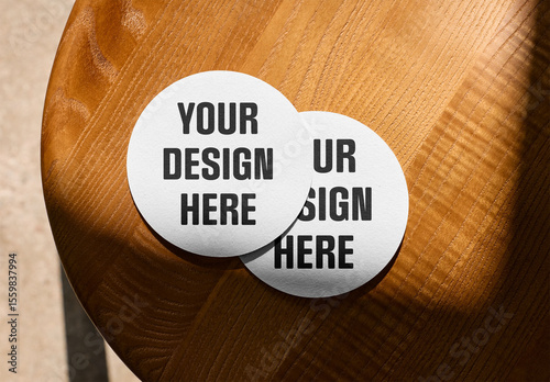Mockup Of Customizable Round Drinks Coasters On Table