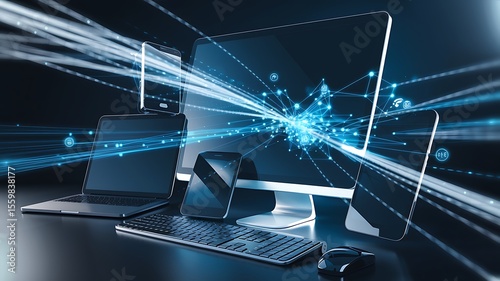 Futuristic digital network connecting devices technology
