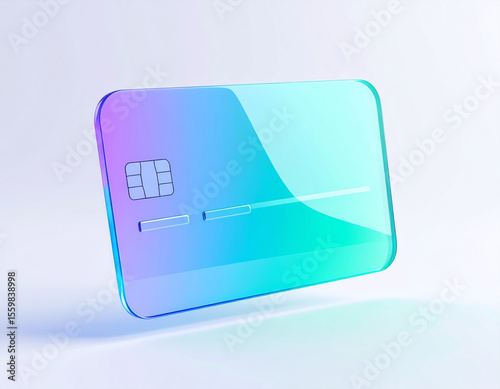 A credit card with a blue and purple design