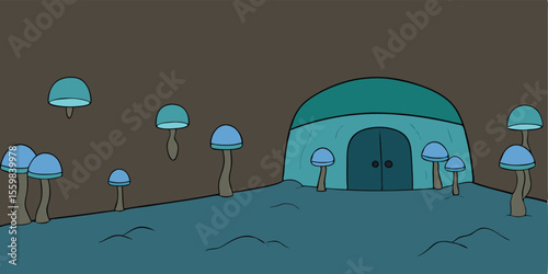 Enchanted Mushroom Grotto A Mystical Fantasy Illustration