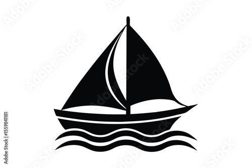 sailboat on water vector icon