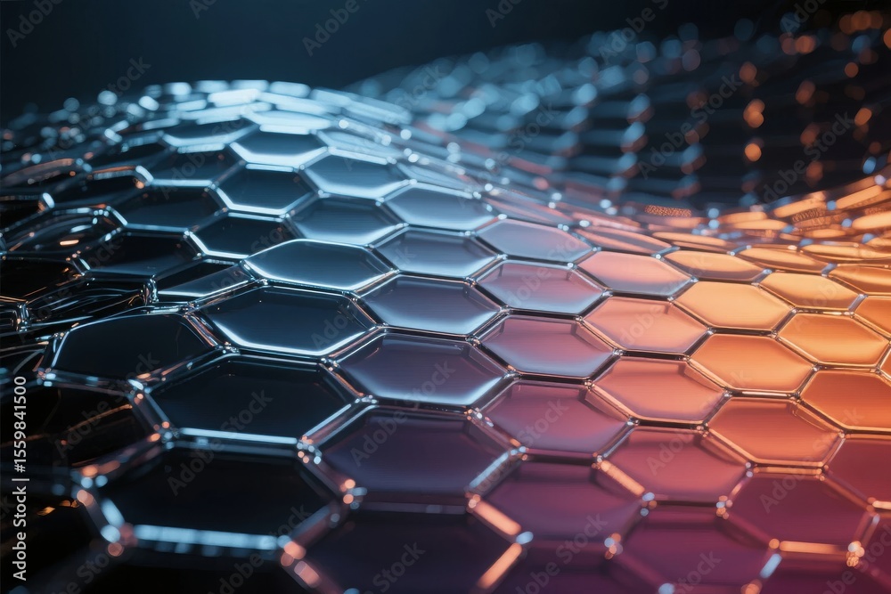 Fototapeta premium Hexagonal Grid with Gradient Illumination