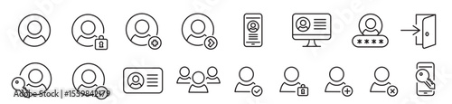 User account icon set. Avatar icons collection. Editable vector icon illustration.