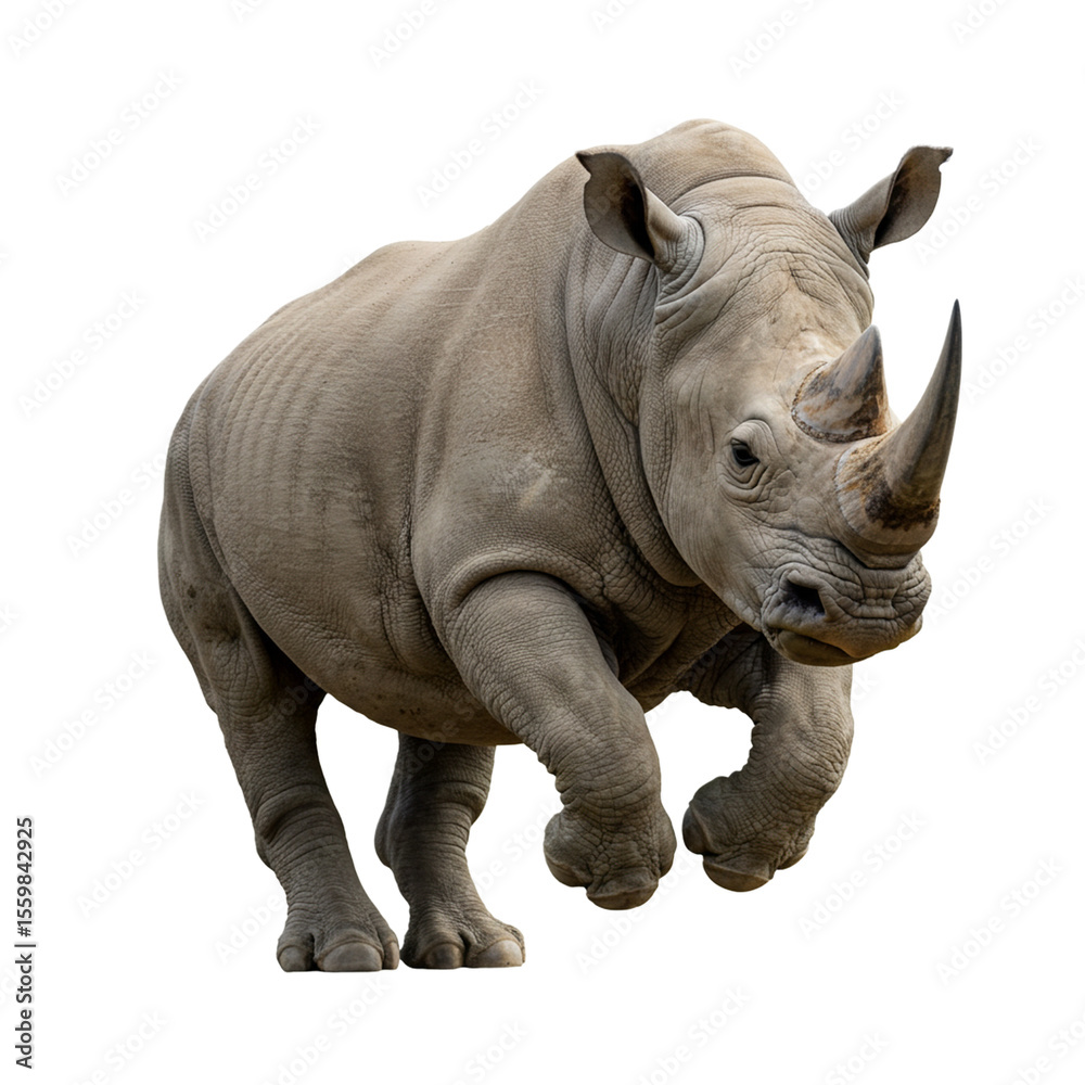 Fototapeta premium Rhinoceros o transparent isolated background