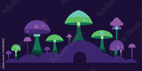 Abstract autumn landscape vector illustration with umbrella and rain clouds a seamless nature pattern design