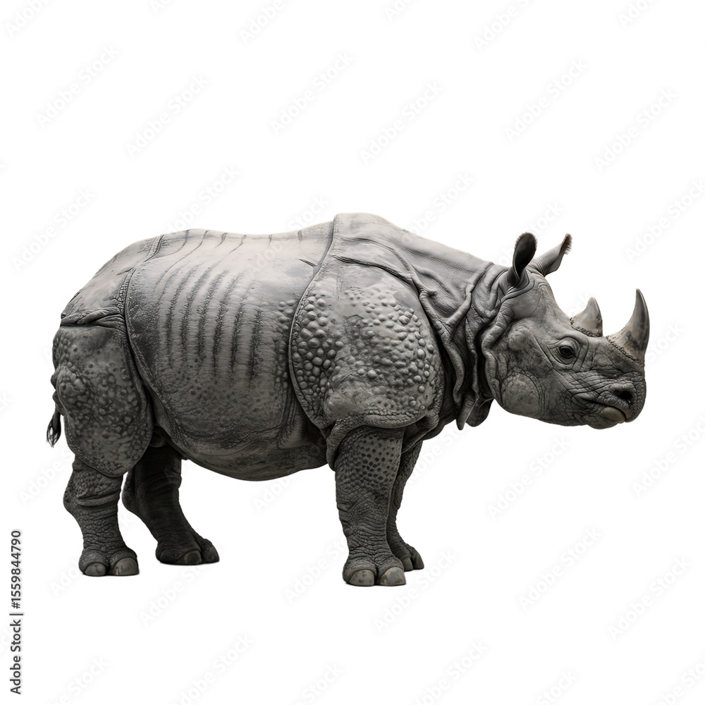 Fototapeta premium Rhinoceros o transparent isolated background