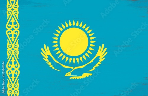 kazakhstan flag with paint strokes