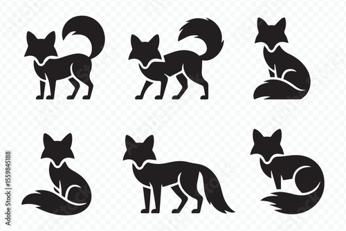minimalist fox vector silhouettes set for logos, branding, and modern design projects